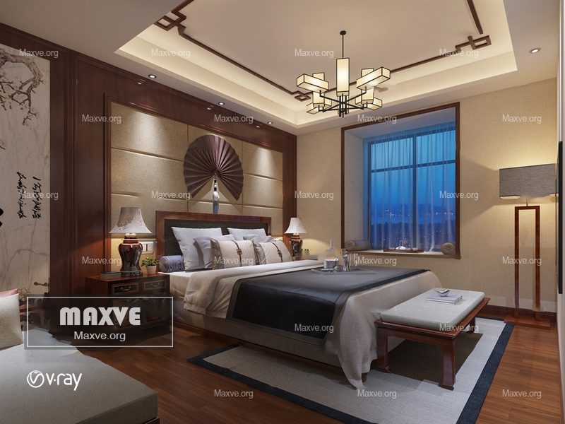 Bedroom 753 3d model download free 3ds max Maxve